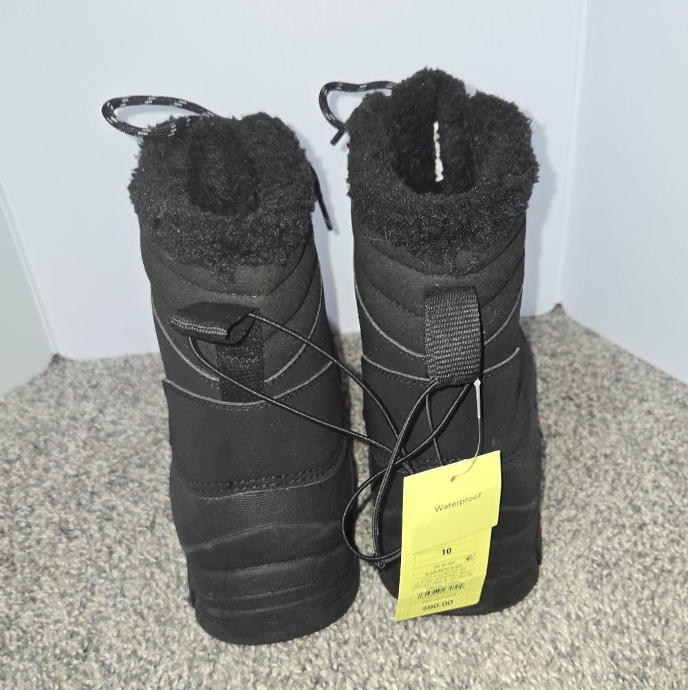 Black Thermolite Insulated Waterproof Winter Snow Boots Lace Up, Size 10, New - Picture 4 of 13